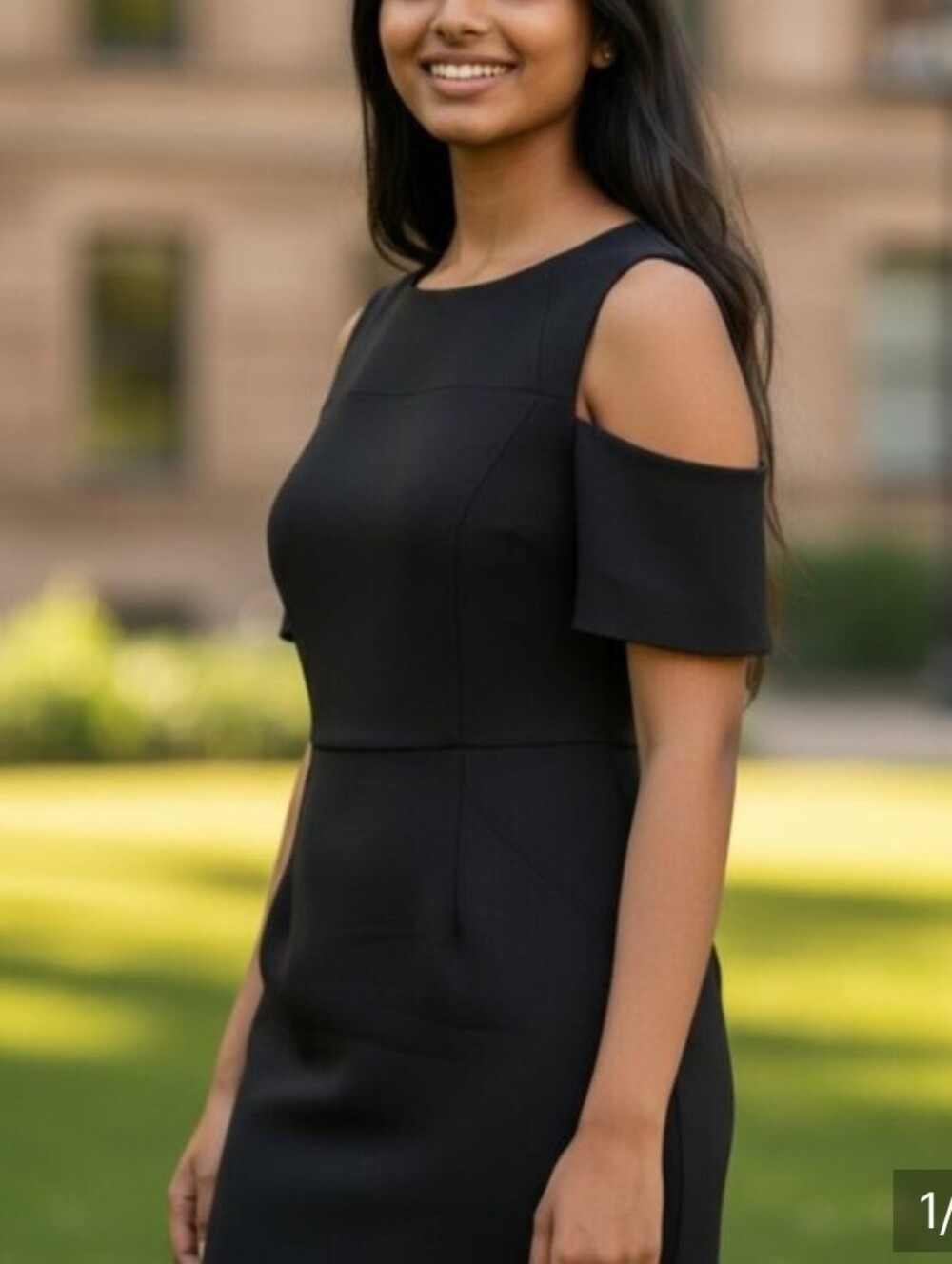 Chico's Black Cold Shoulder Sheath Dress Size 2